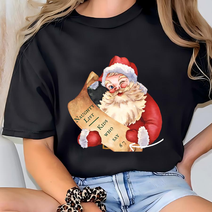 Funny Naughty List Shirt Custom Christmas Teacher Sweatshirt Holiday Party Tshirt White Elephant Gift 6 7 Santa Tee Faculty Matching Holiday T-shirt
