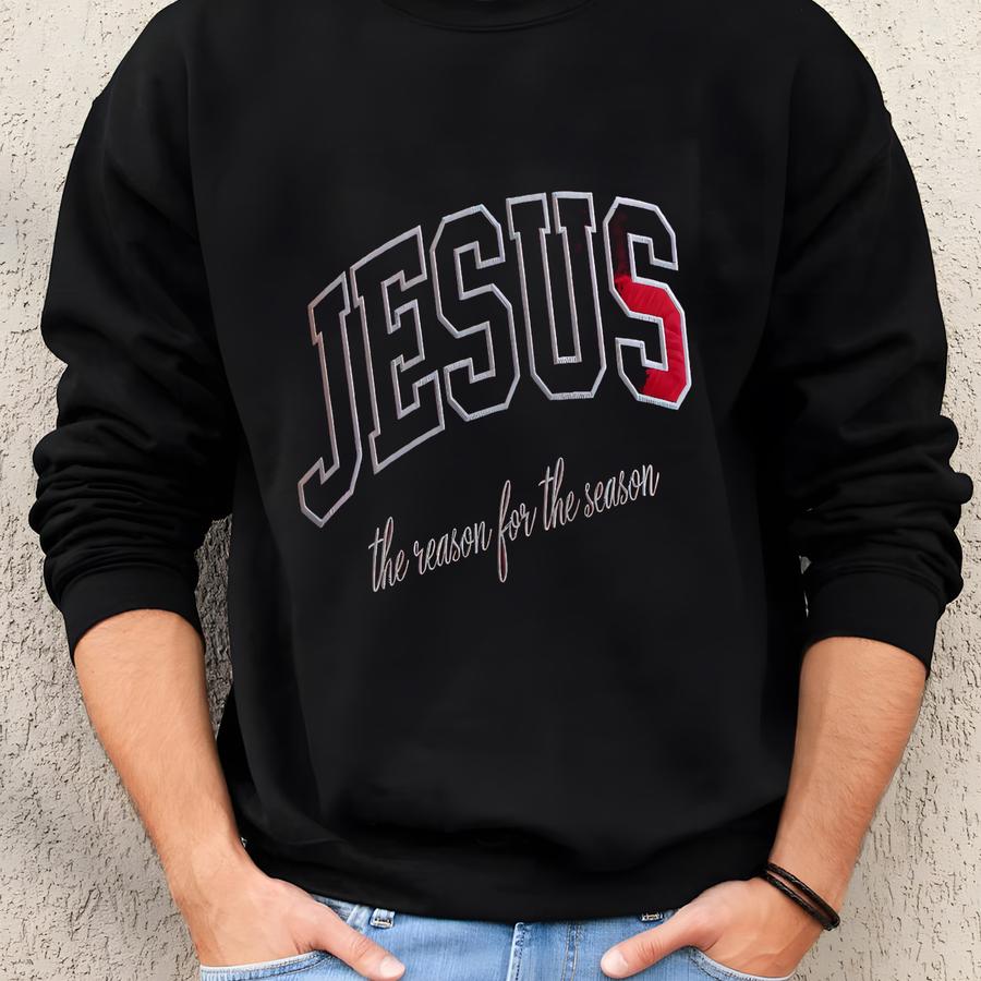 Jesus The Reason For The Season Sweatshirt, Faith Christmas Tree Sweater, Merry And Bright Shirt, Christmas Christian Crewneck Sweatshirt