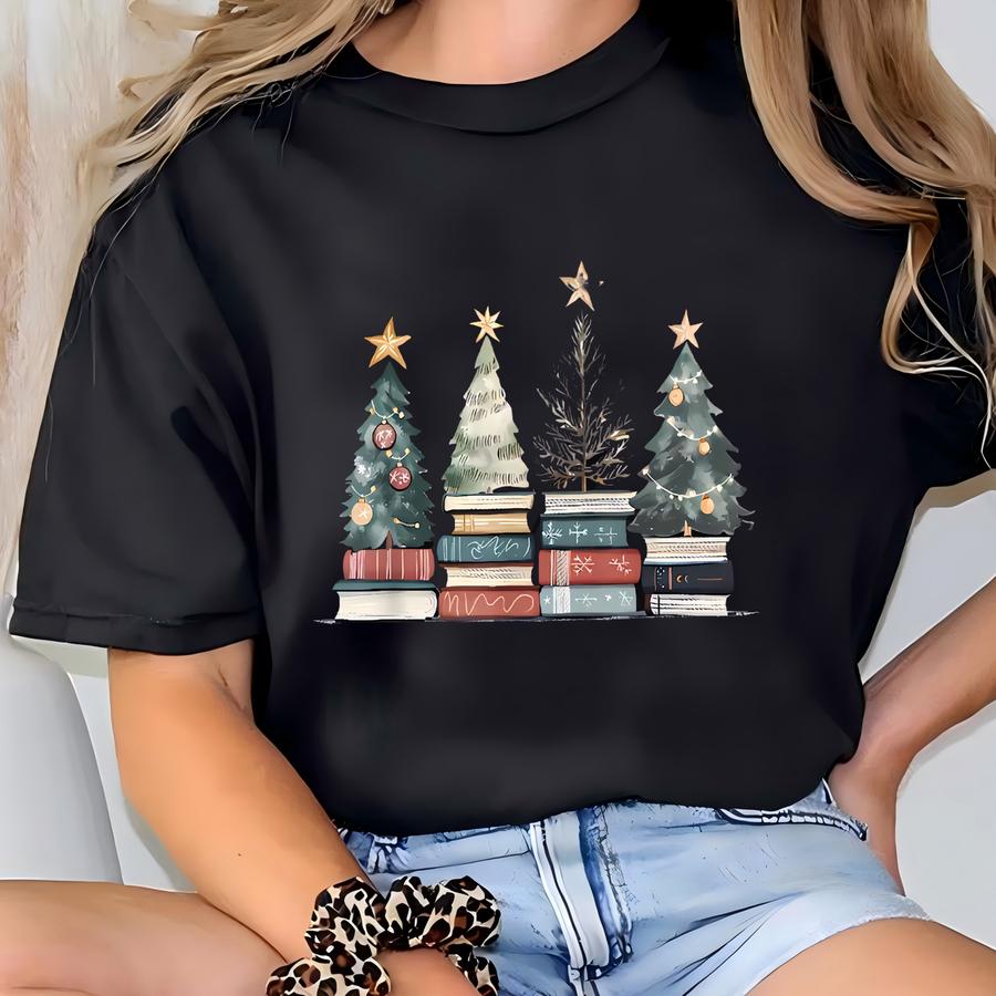 Christmas Reading Shirt For Librarian, Christmas Librarian Shirt, Teacher Appreciation Shirt, Book Lover Christmas Gift, Bookworm Xmas Shirt T-shirt
