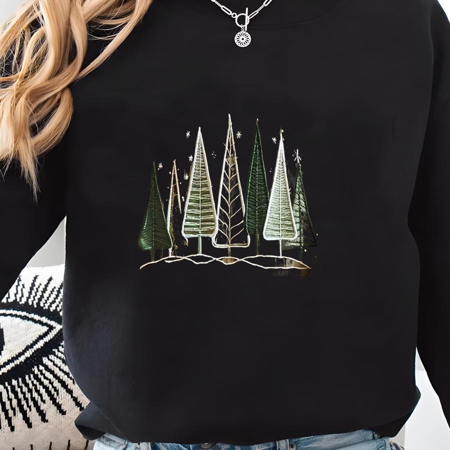 Christmas Tree Sweatshirt, Winter Trees Y Shirt, Xmas Season Gifts Sweatshirt