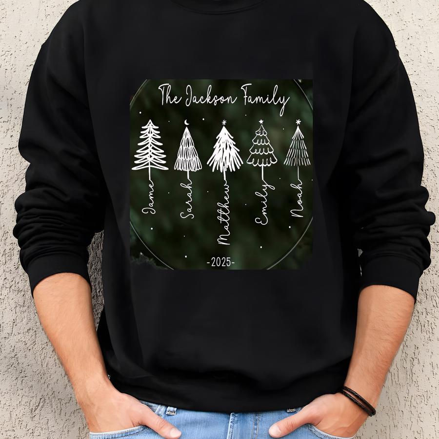 Personalised Family Christmas Tree Bauble, Custom Christmas Ornaments With Name, Christmas Tree Ornament Family Names, Holiday Keepsake Gift Sweatshirt