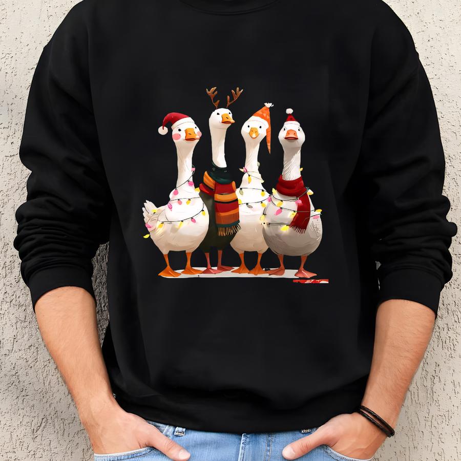 Funny Christmas Goose Sweatshirt – Festive Holiday Pullover Sweatshirt