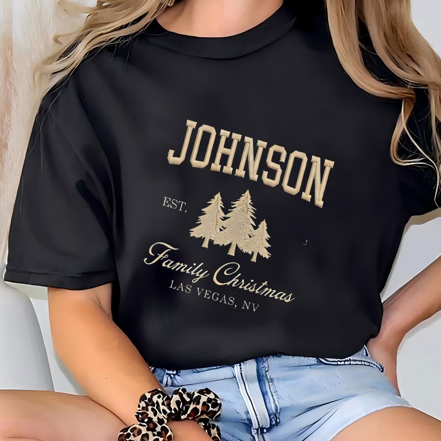 Personalized Family Christmas Sweatshirt, Custom Family Pine Tree Matching Hoodie, Holiday Matching Apparel, X-mas Toddler Sweatshirt T-shirt