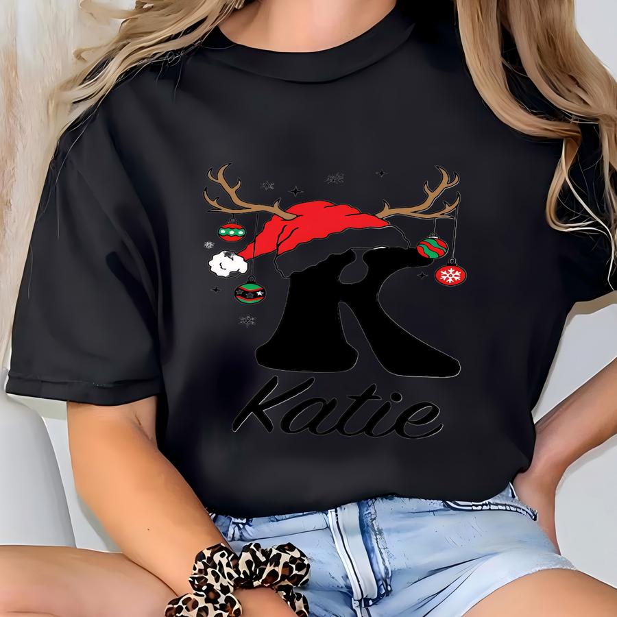 Personalized Christmas Name Shirt, Christmas Alphabet Shirt, Custom Name Christmas Shirt, Monogrammed Christmas Tee, Holiday Party Tee T-shirt