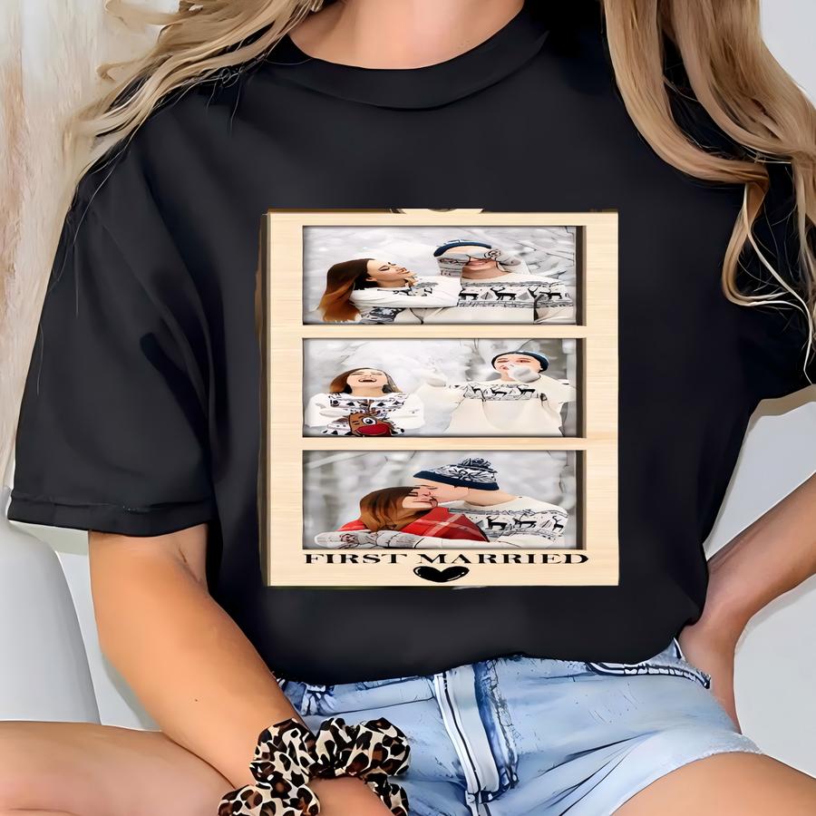 Personalized Photo Strip Ornament,custom Photo Strip Ornament, Family Photo Frame Ornament, Christmas Decor,first Married Christmas Ornament T-shirt