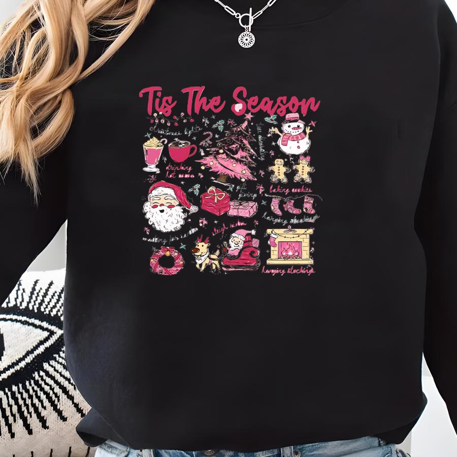 Tis The Season Christmas Sweatshirt, Retro Holiday Shirt, Christmas Tree Shirt, Santa Sweatshirt, Womens Christmas Gift, Festive Sweater Sweatshirt