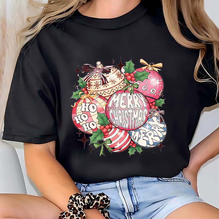 Retro Merry Christmas Shirt ®, Christmas Sweatshirt, Vintage Ho Ho Ho Shirt, Womens Christmas Crewneck, Xmas Eve Shirt T-shirt