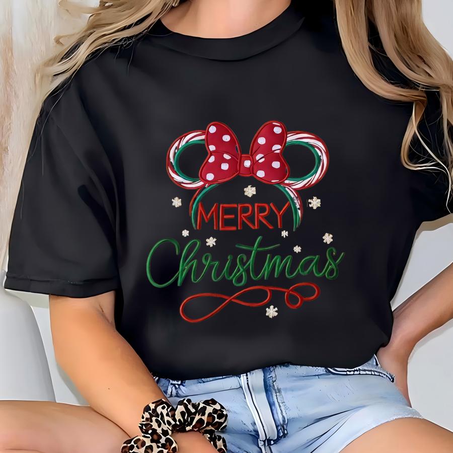 Peppermint Christmas Sweatshirt, Mouse Xmas Sweater, Holiday Shirt, Candy Cane Christmas Shirt, Merry Xmas T-shirt