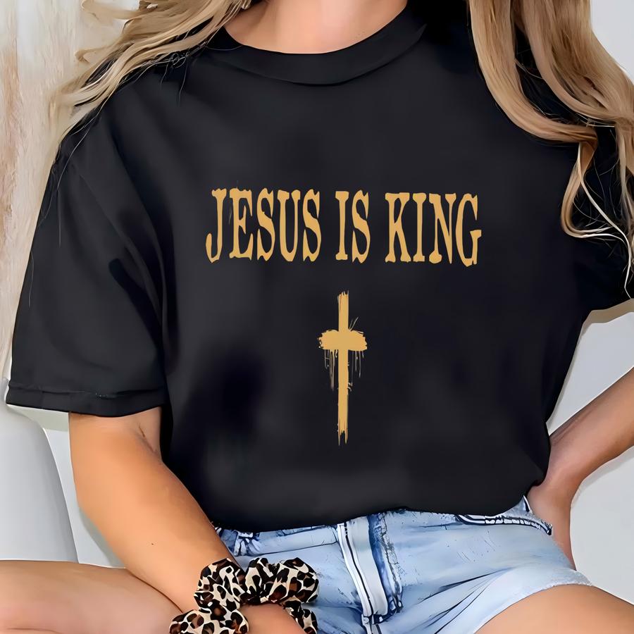 Jesus Is King Hoodie: Cross Christian Merch Bible Verse Tee, Gift For Jesus Lover T-shirt