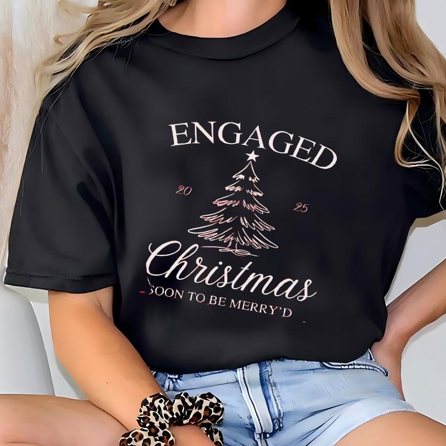 Soon To Be Merry'd Christmas Sweatshirt,engaged Couple Christmas,christmas Couple Matching Sweatshirts,engaged Christmas Tee,christmas Bride T-shirt