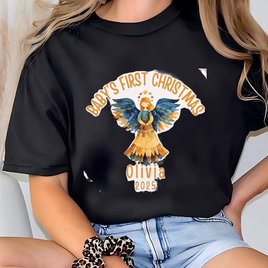 Babys First Christmas Ornament Personalized Name And Year Ornament Custom Baby Keepsake Newborn Gift 2025 Christmas Ornament T-shirt