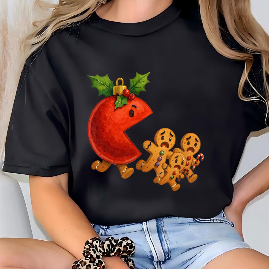 Funny Christmas Cookie Sweathsirt, Mistletoe Ornamanet, Vintage Christmas Shirt, Chased Gingerbread Crewneck Christmas Baking Shirt T-shirt