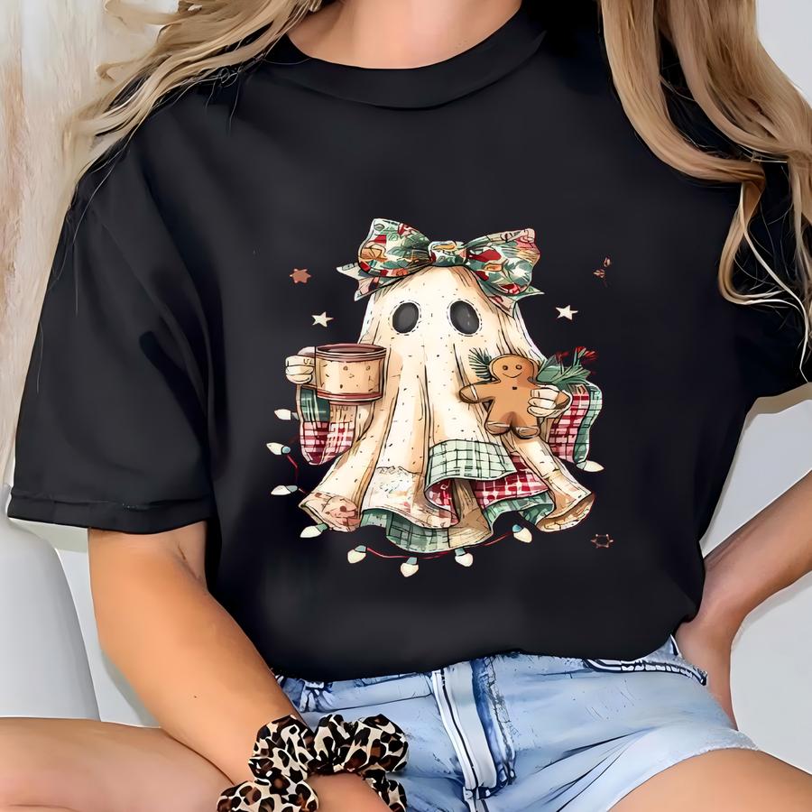 Ghost Christmas Patchwork Shirt, Christmas Patchwork Shirt, Patchwork Ghost Christmas Shirt, Christmas Ghost Shirt T-shirt