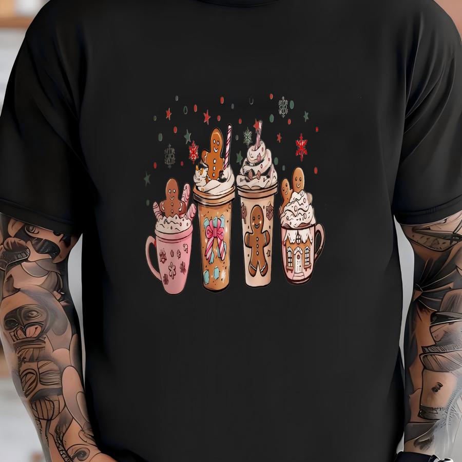 Gingerbread Christmas Coffee Latte Hoodie Sweatshirt, Cute Holiday Pullover, Cozy Winter Outfit, Family Xmas Party Gift Shirt