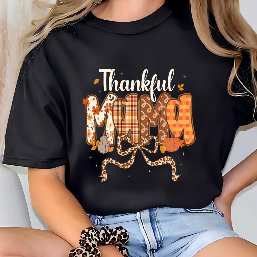Fall Mama Sweatshirt, Thanksgiving Mom Tshirt, Thankful Mama Hoodie, Floral Mom Tee, Mama Tee, Women's Autumn Cottagecore Thanksgiving Gift T-shirt