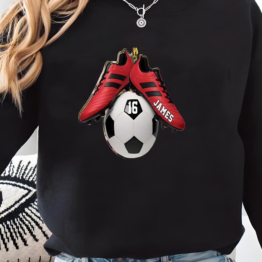 Personalized Soccer Ornament, Soccer Christmas Ornament, Christmas Tree Decoration For Soccer Players And Fans, Football Acrylic Ornament Sweatshirt