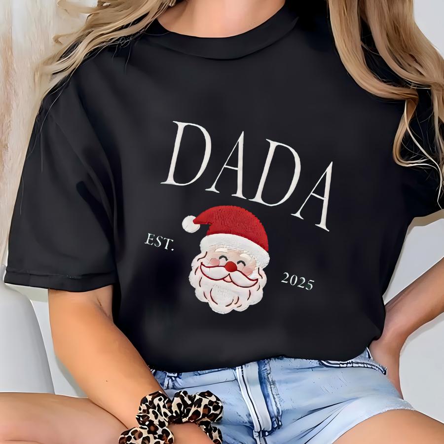 Mama And Dada Christmas Sweatshirt, Custom New Parents Est Hoodie, Mom Coquette Bow Shirt, Santa Dad Crewneck, Holiday Matching T-shirt