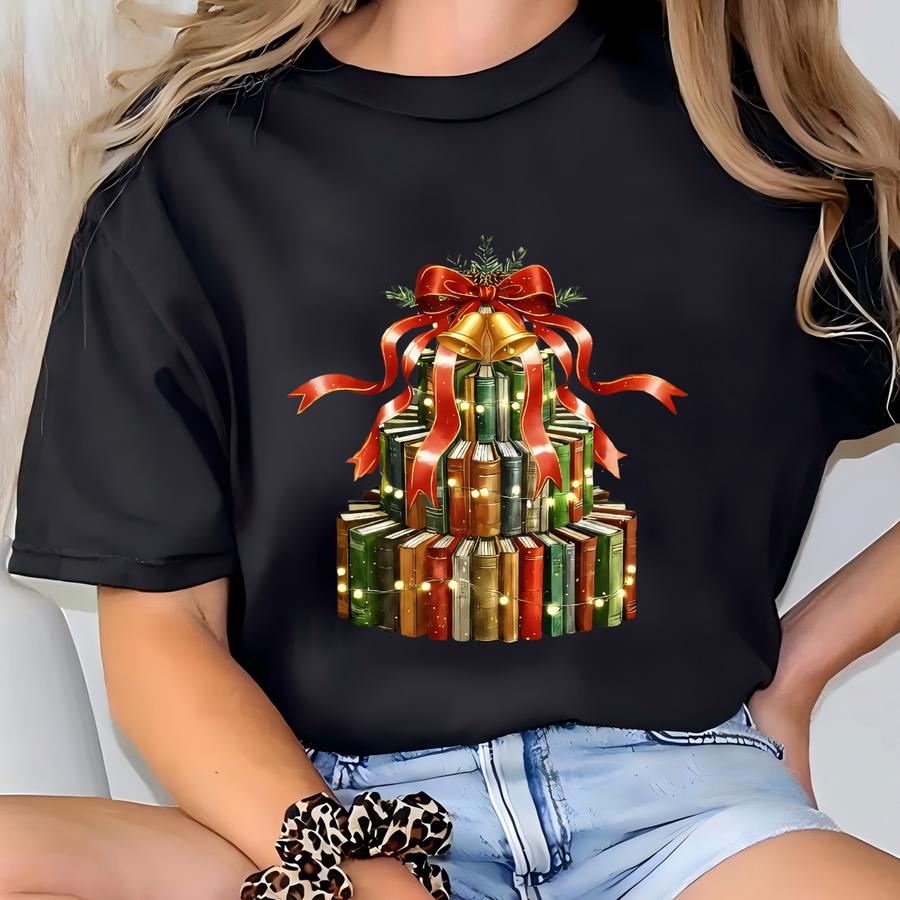 Christmas Book Tree Sweatshirt, Bookish Christmas Shirt, Bookworm Christmas Sweater, Book Lovers Christmas Sweatshirt, Gift For Librarian T-shirt