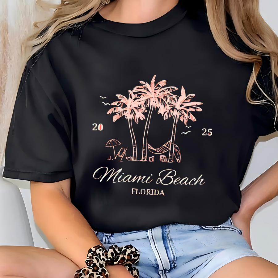 Custom Beach Christmas Shirt, Tropical Family Christmas Crew Tank Tops, 2025 Matching Family Vacation Tee, Tropical Holiday Shirt T-shirt