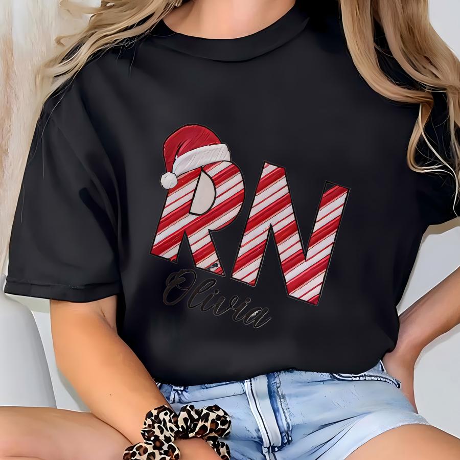 Custom Rn Quarter Zip Sweatshirt, Christmas Nurse Sweatshirt, Registered Nurse Shirt Personalized Rn Sweatshirt, Gift For Nurse T-shirt