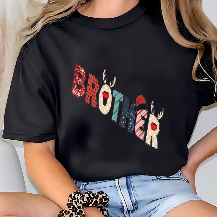 Family Christmas Shirt, Matching Family Xmas Shirt, Family Pj Shirt, Matching Christmas Tee, Reindeer Letters Christmas Shirt, Family Gifts T-shirt