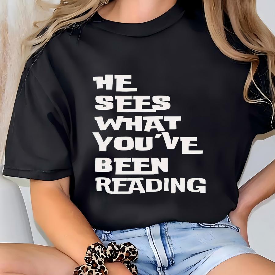 He Sees What You've Been Reading Santa Shirt,funny Bookish Christmas Santa Sweater, Book Lover Gift,xmas Sweatshirt,reading Tee,gift For Her T-shirt