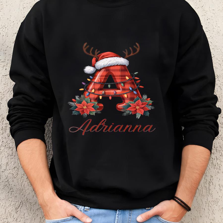 Personalized Christmas Mug, Custom Name, Xmas Gift For Coworker, Initial Coffee Cup For Friends, Monogram Christmas, Secret Santa Gift. Sweatshirt