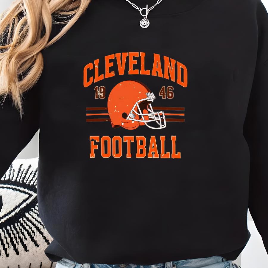 Cleveland Football Sweatshirt, Retro Inspired Unisex Pullover For Fans, Cozy And Stylish Browns Apparel, Perfect Gift For Game Day, D40 Sweatshirt