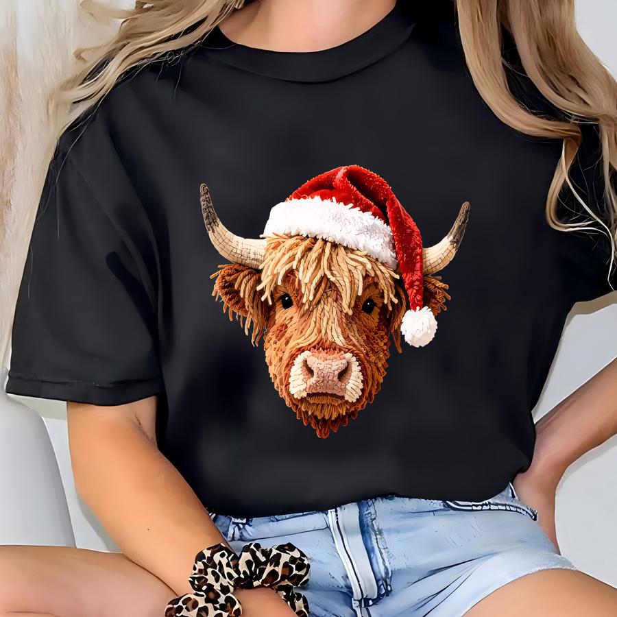 Christmas Cow Sweatshirt, Festive Farm Animal Hoodie, Cute Holiday Barnyard Sweatshirt, Winter Pasture Hoodie, Jolly Cow Graphic Sweatshirt T-shirt