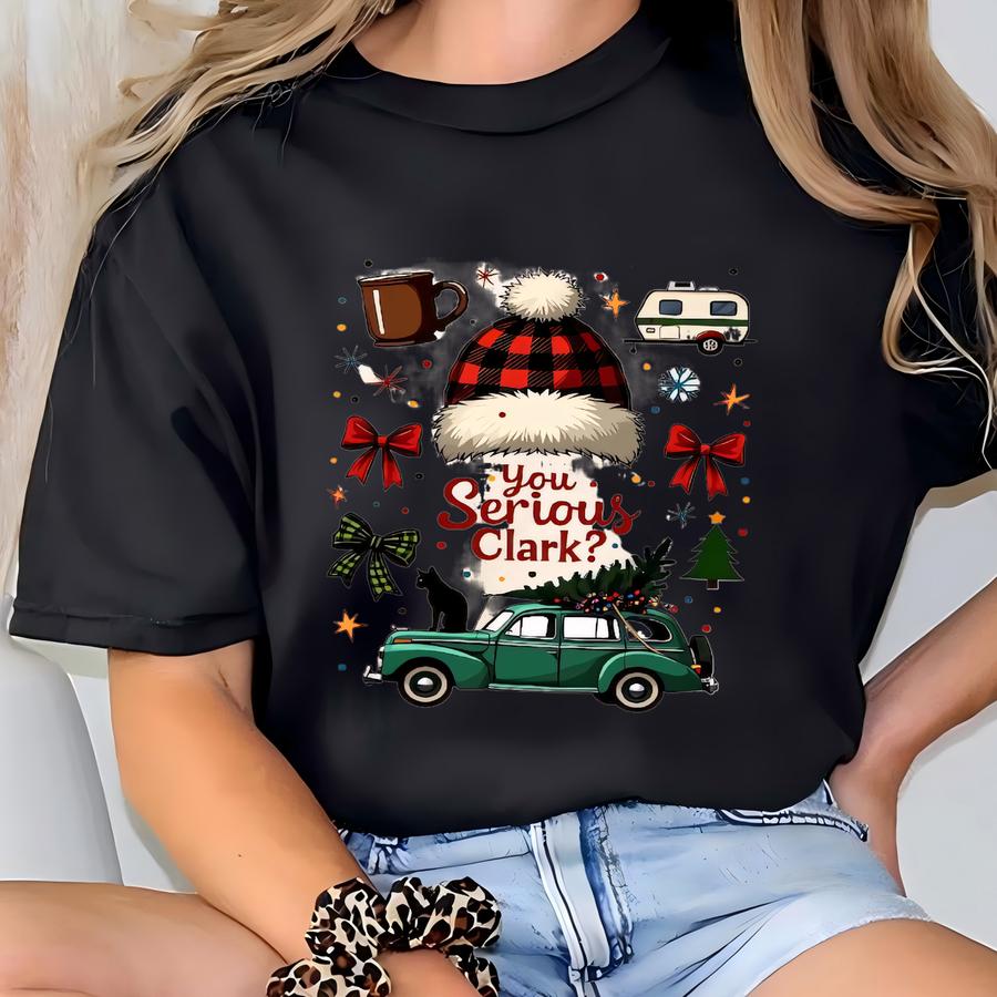 You Serious Clark Sweatshirt, Coquette Bow Christmas Hoodie, Funny Holiday Crewneck, Retro Xmas Gift T-shirt