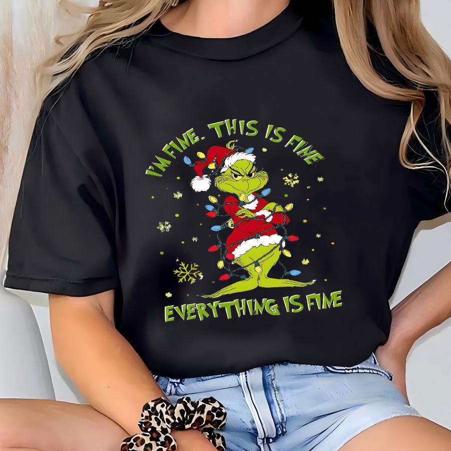 Im Fine This Fine Everything Is Fine Sweater, Funny Christmas Sweatshirt, Christmas, Family Christmas Gift, I'm Fine Crewneck T-shirt