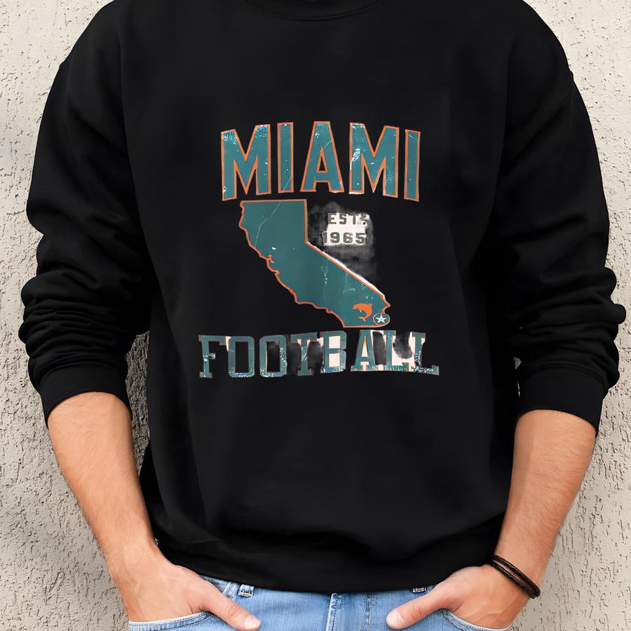 Vintage Dolphins Sweatshirt, Football Unisex Sweatshirt, Gift For Fan, Sport Clothing, , Football Team 2025 Sweatshirt