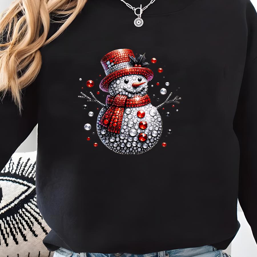 Cute Snowman Christmas Sweatshirt, Funny Winter Sweater, Holiday Cozy Crewneck, New Years Party Gifts,xmas Family Tee Sweatshirt
