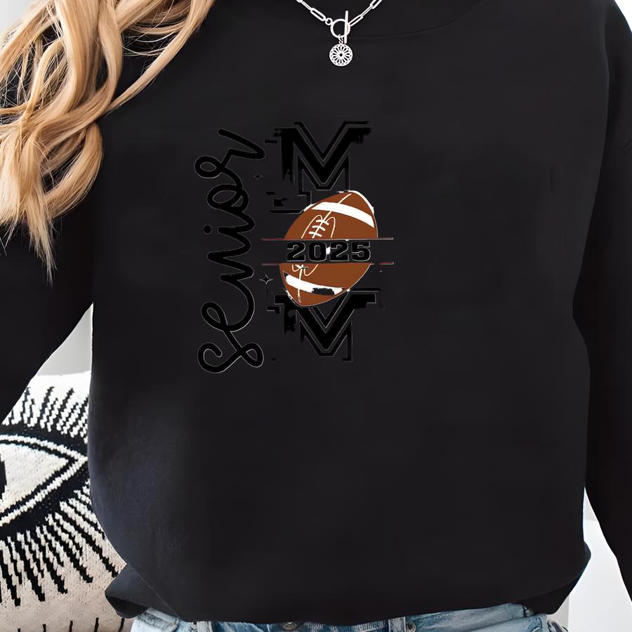 Personalized Senior Football Mom Shirt 2025, Custom Sports Mom Tee, Game Day Football Mama Gift Sweatshirt