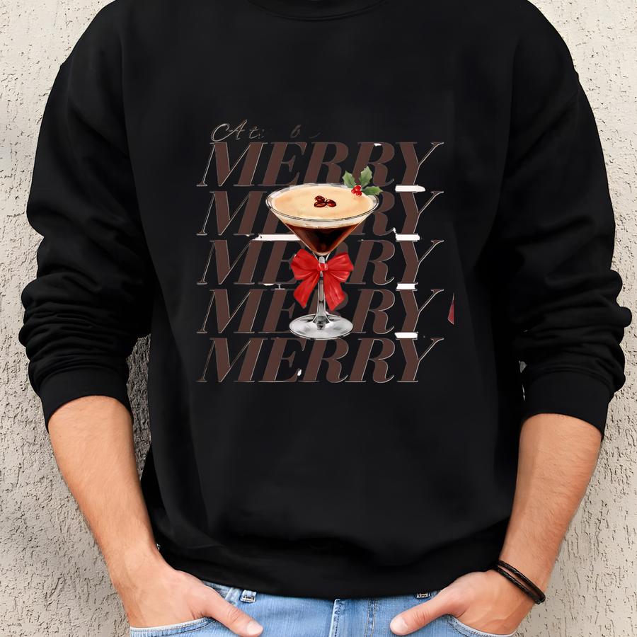 A Tini Bit Merry Coquette Christmas Sweatshirt Festive Espresso Martini Crewneck Aesthetic X-mas Cocktails Girls Night Holiday Drinks Gift Sweatshirt