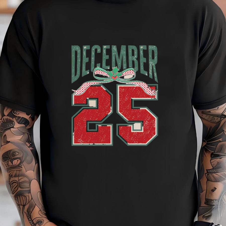 December 25 Retro Sweatshirt Hoodie, Cozy Christmas Crewneck, Holiday Pullover For Women, Cute Winter Sweater, Xmas Gift Idea Shirt