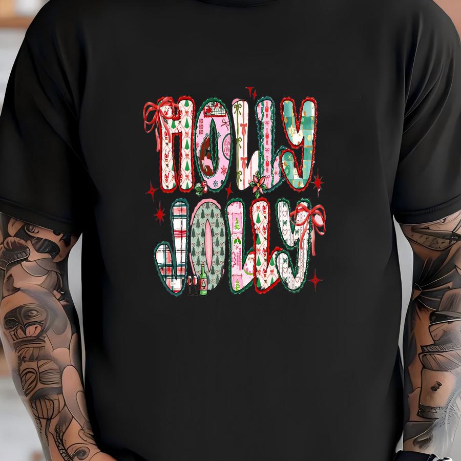 Preppy Holly Jolly Sweatshirt, Merry Christmas Hoodie, Christmas Bow Gift Shirt