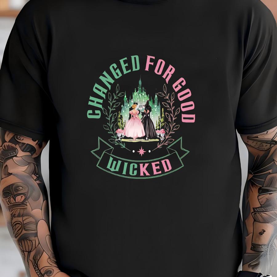 Wicked Changed For Good Sweatshirt, Wicked The Musical, Pink Goes Good With Green Sweatshirt, Broomstick Magic Wand, Movie Fan Hoodie Shirt