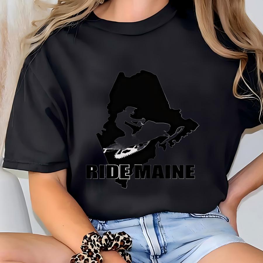 Ride Maine Snowmobile Shirt: Winter Sports Gift T-shirt
