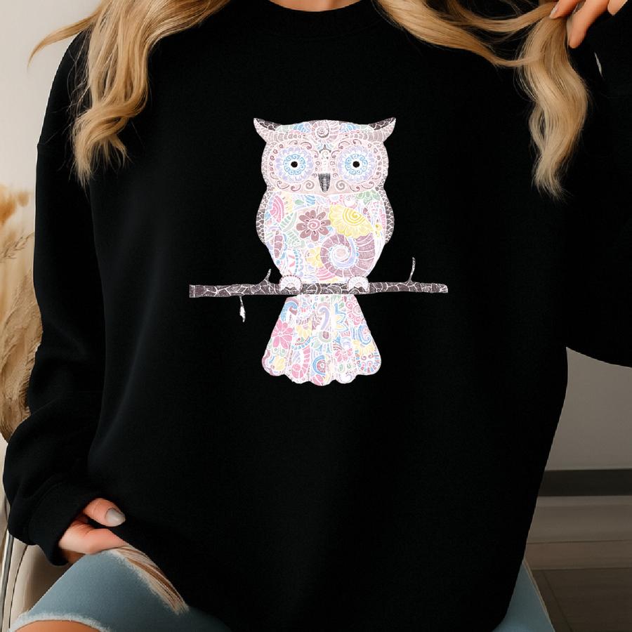 Owl Art Printable - Owl Print - Owl Wall Art Print - Printable Owl Art - Owl Print Art - Spring Decor - Owl Decor - Pastel Colors - Clipart Sweatshirt