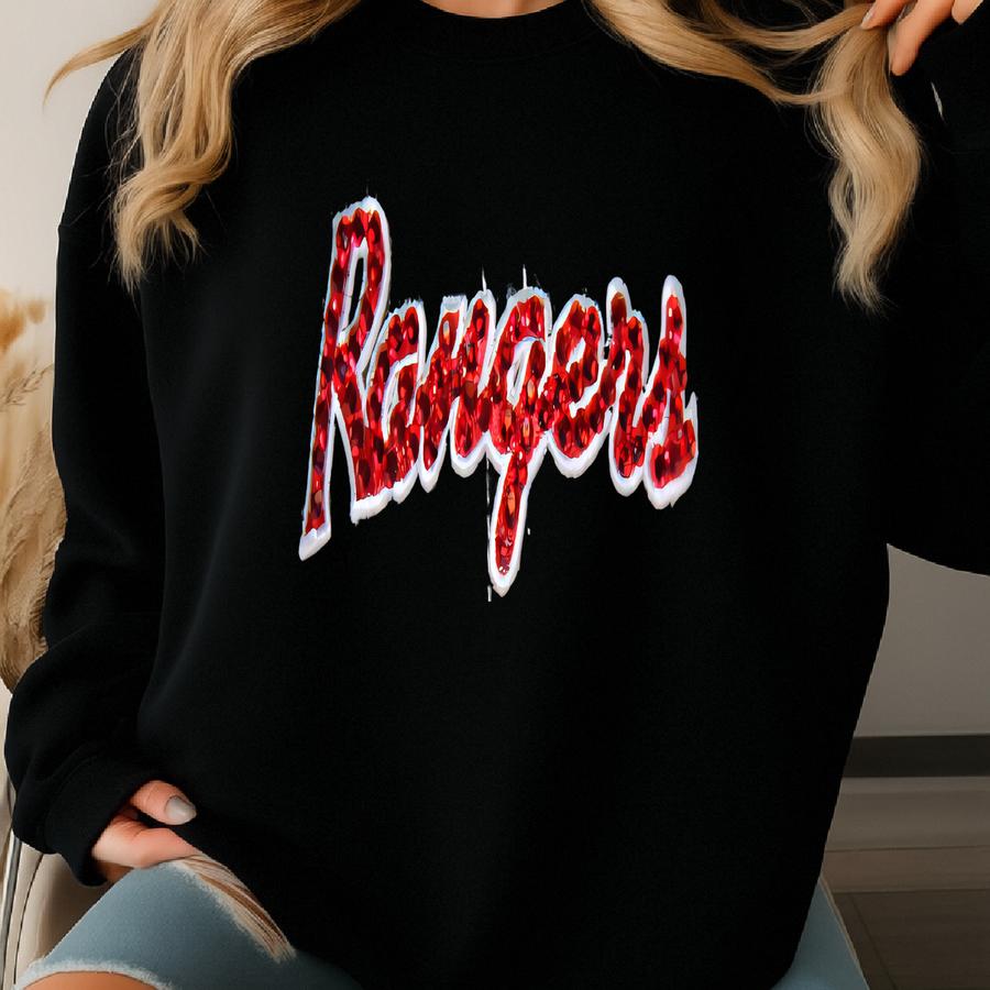 Texas Rangers Bling Hat - Distressed Grey Baseball Cap With Crystals - Sparkle Rangers Hat - Adjustable Ponytail Cap - Game Day Ready Sweatshirt