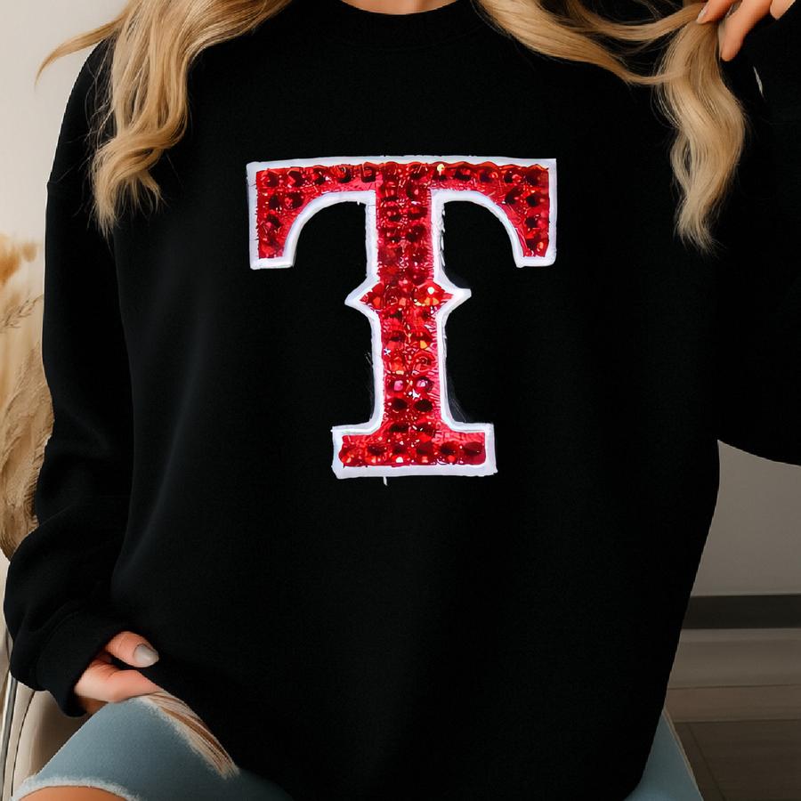 Texas Rangers Bling Baseball Hat Sweatshirt