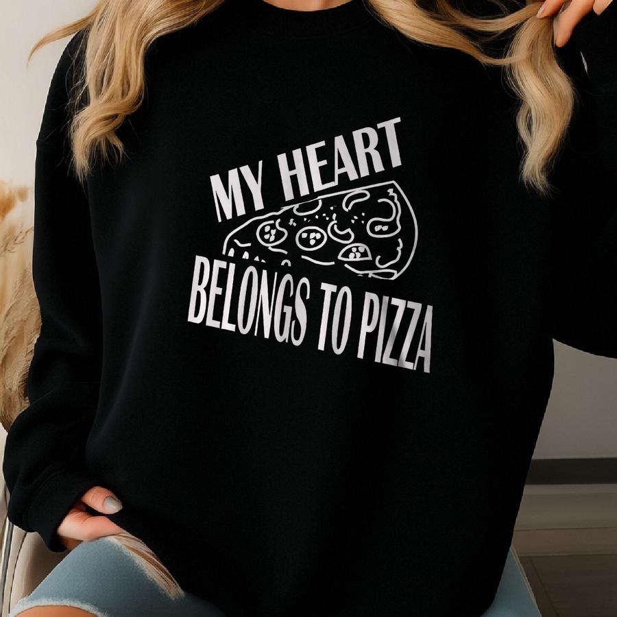 Men's My Heart Belongs To Pizza T-shirts-tees-husband Gift- Funny Shirts- Dad Gift- Cool Shirts-pizza Tee-pizza Shirts-mens Pizza Tee Sweatshirt
