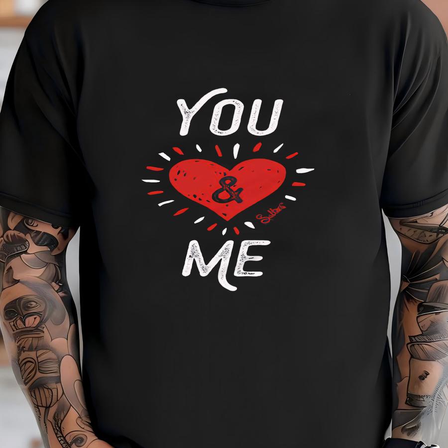 Mens Womens Valentines Heart Long Sve T-shirt