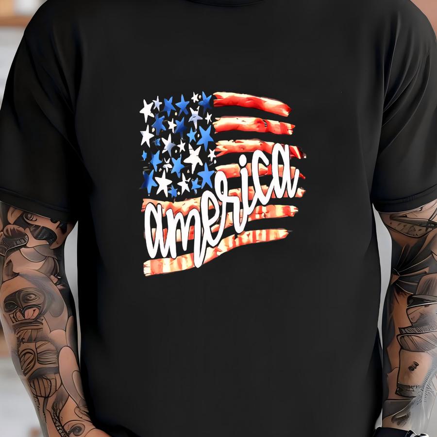America  - Custom Made Soft Hoodie, With Metallic Vinyl T-shirt