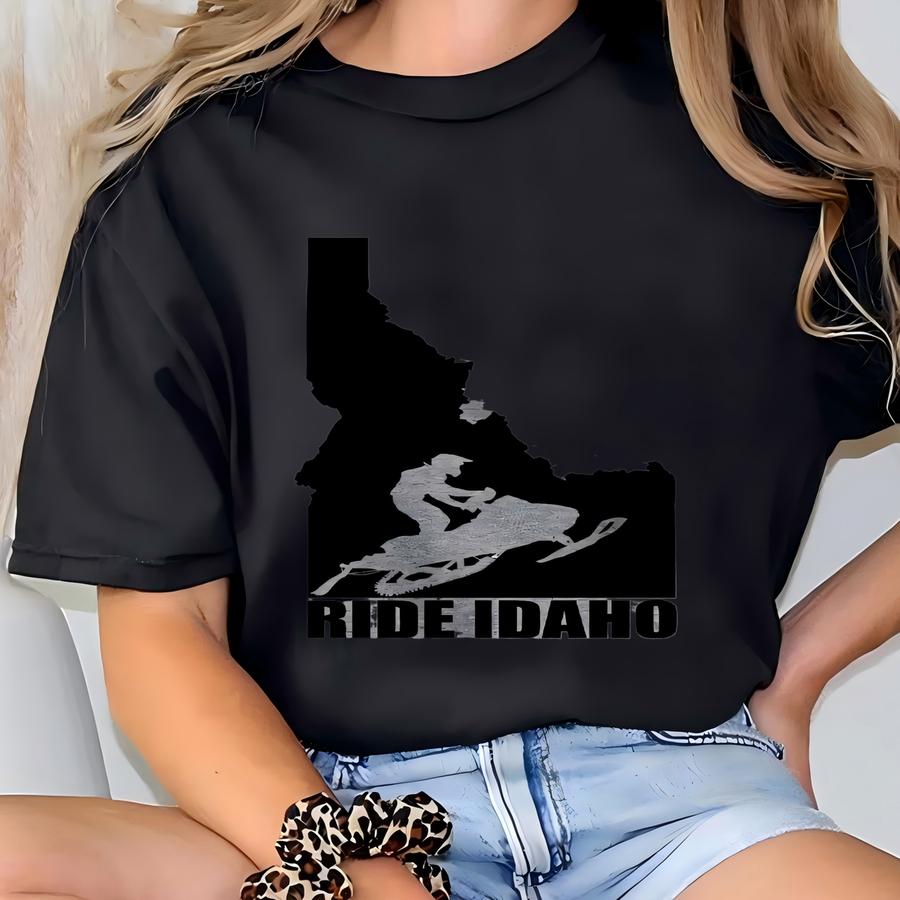 Ride Idaho Snowmobile Long Sve Shirt: Winter Sports Gift T-shirt