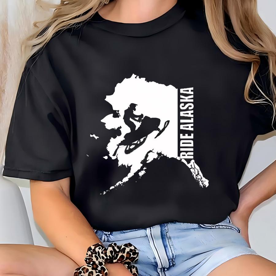 Ride Alaska Snowmobile Long Sve Shirt: Winter Sports Gift T-shirt