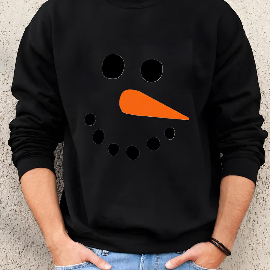 Snowman Face Shirt: Festive Christmas Graphic Tee Sweatshirt