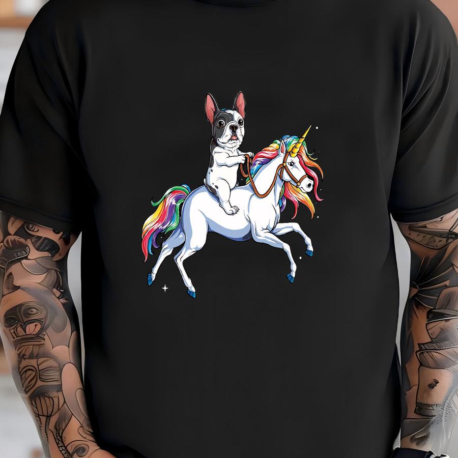French Bulldog Riding Unicorn Shirt / French Bulldog Shirt / Rainbow Unicorn / French Bulldog Gifts / Frenchie Bulldogs / Tank Top / Hoodie T-shirt