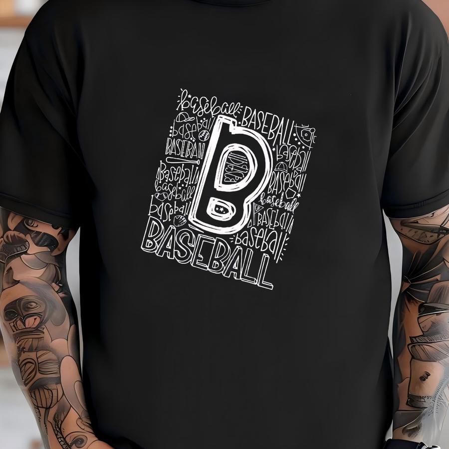 Baseball Typography On A Bella Short Sve Hoodie T-shirt